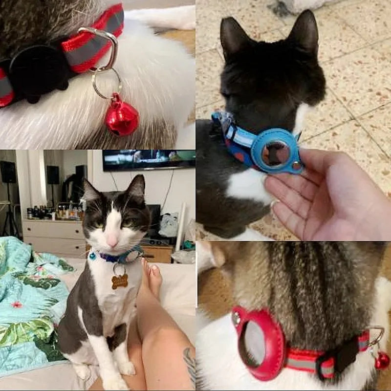 GPS-Tracker Hülle für Katzen & Hunde mit Glocke – Reflektierendes Nylonhalsband – Gegen Verlust von Haustieren