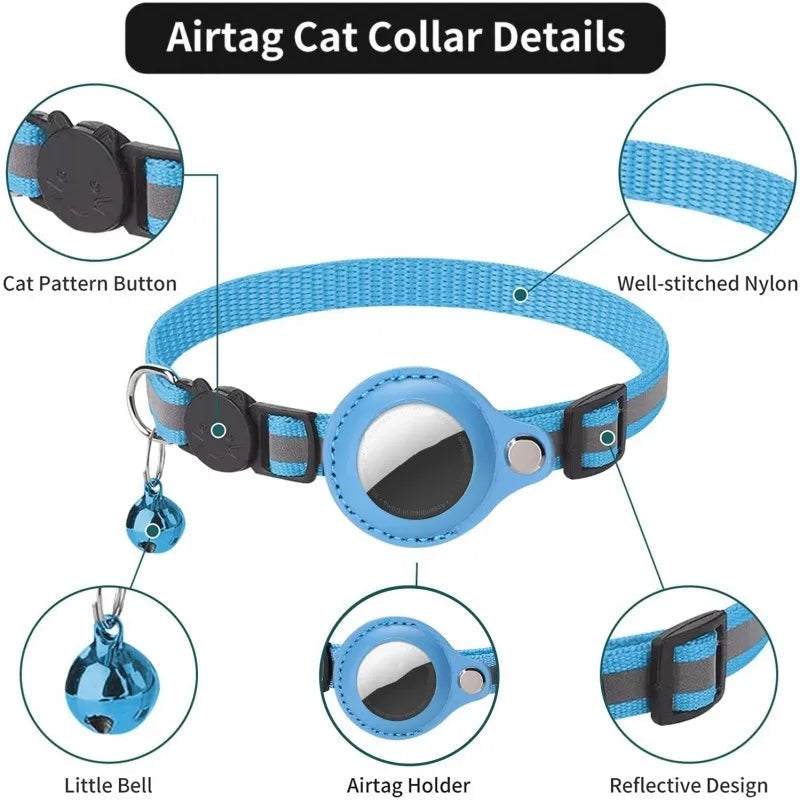 GPS-Tracker Hülle für Katzen & Hunde mit Glocke – Reflektierendes Nylonhalsband – Gegen Verlust von Haustieren